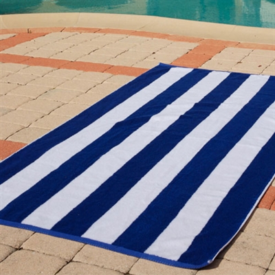Over-Sized Beach Towel - Blue Cabana Stripes